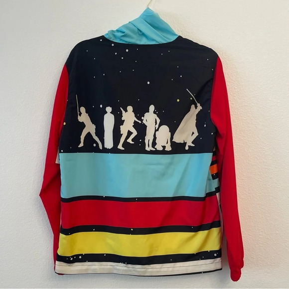 New Disney Parks Star Wars Windbreaker Jacket Size Small Striped Logo Red Blue - Picture 4 of 11
